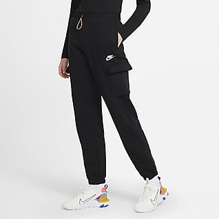 nike trend fleece loose fit cuffed sweatpants in blac