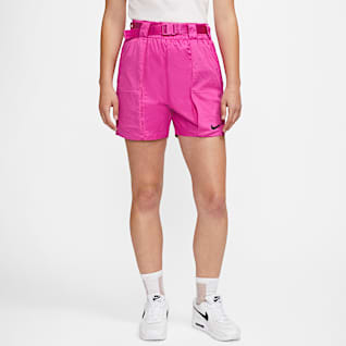 nike colour block woven shorts in pink