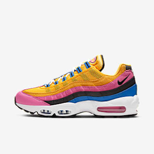 pink yellow and blue nikes