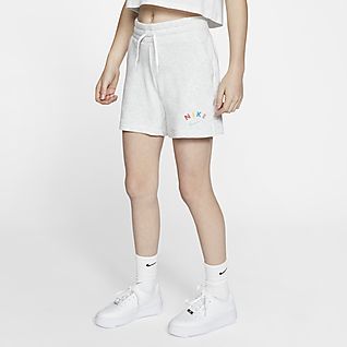 girls white nike shorts