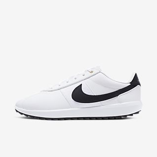 navy blue and white nike cortez
