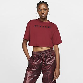 burgundy nike crop top