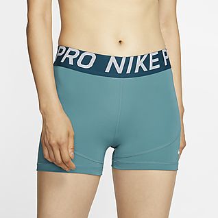 nike pro shorts teal