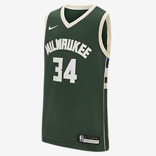 Icon Edition Swingman Jersey (Milwaukee Bucks) Nike NBA-jersey för ungdom