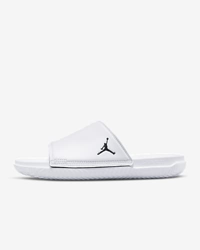 all white jordan flip flops