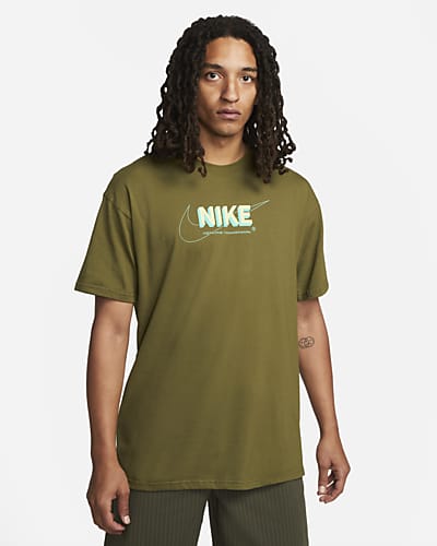 army green and orange nike shirt