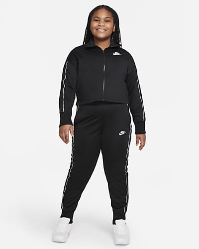 nike tracksuit womens black and white