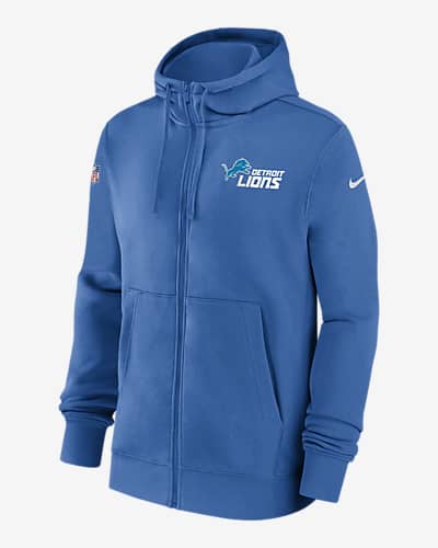 nike detroit lions mens blue sideline hoodie top hood