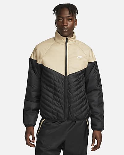 Men's Nike Sportswear Swoosh Therma-FIT Contrasting Colors Large Logo Reversible Loose Aviator Padded Jacket Black DD6056-010