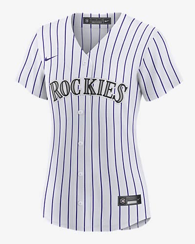 Men's Majestic USA MLB Colorado Rockies White Purple Pinstripe Home Jersey  Sz XL