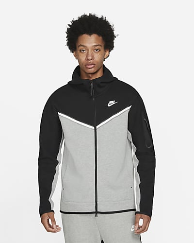 nike tech fleece hoodie grey and white