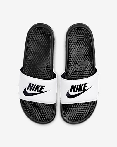 nike black and white flip flops