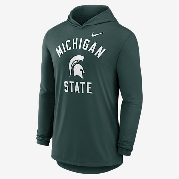Michigan State Campus Arch Playera de manga larga con gorro universitaria Nike Dri-FIT para hombre
