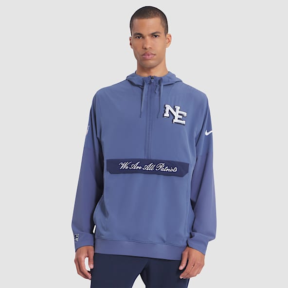 New England Patriots Rivalries Collection Sideline Anorak Chamarra Nike de la NFL con gorro de medio cierre para hombre