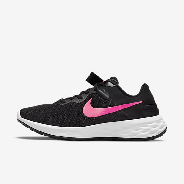pink black nike shoes