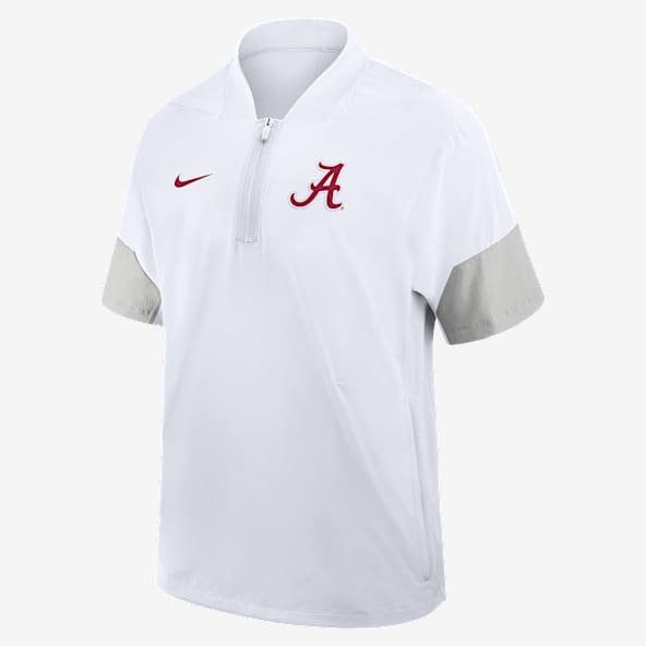 Alabama Sideline Coach Men's Nike College 1/2-Zip Short-Sleeve Hooded Jacket