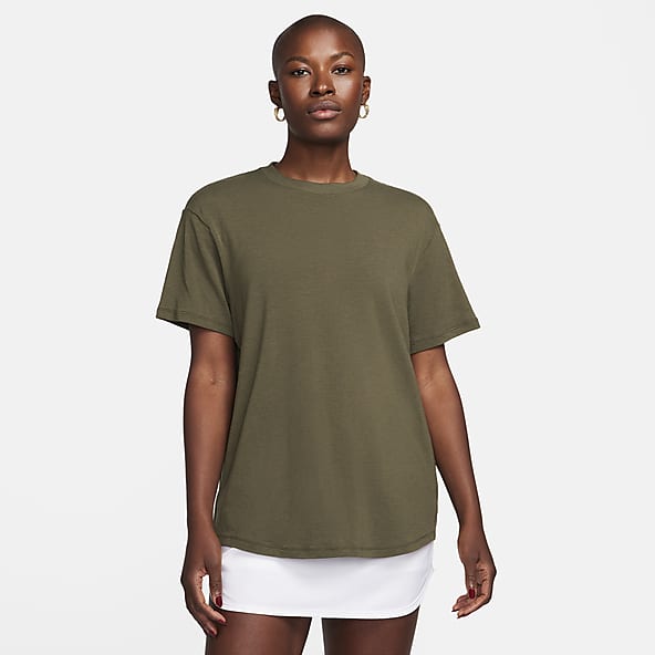 Calvin Klein Women's Bungee Hem Pocket Cotton T-Shirt Green Size
