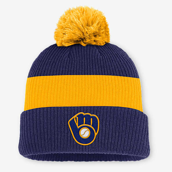 Milwaukee Brewers Cooperstown Peak Men's Nike MLB Cuffed Pom Beanie