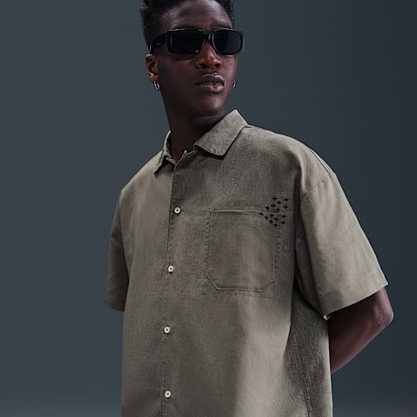 Nike Life Camisa con botones de manga corta de lino para hombre