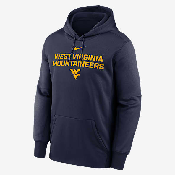 West Virginia Team Stacked Sudadera con gorro sin cierre universitaria Nike Therma para hombre