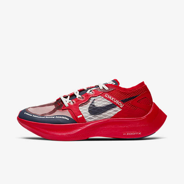 Red nike running shoes