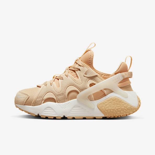 nike huarache brown and white