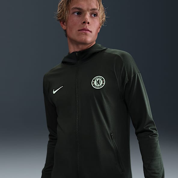 Chelsea FC Strike Nike Dri-FIT knit voetbaltrainingsjack met capuchon voor heren