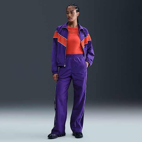 Nike Windrunner Vevd bukse med høyt liv og åpen fald til dame