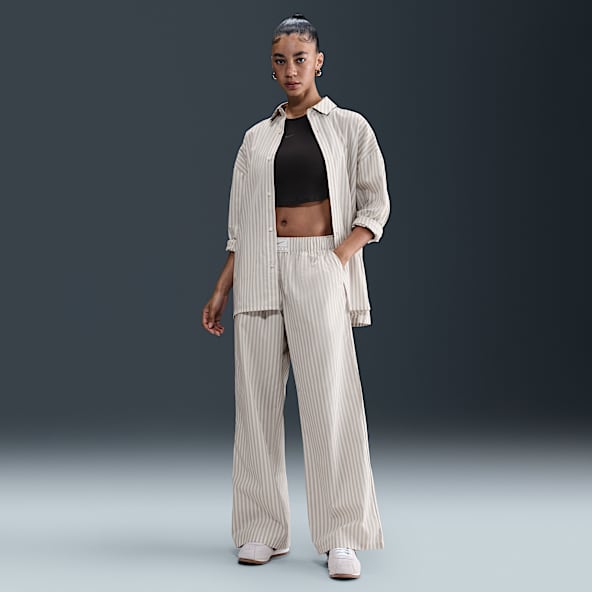Nike Sportswear Chill Poplin Pantalon à rayures ample taille mi-haute pour femme