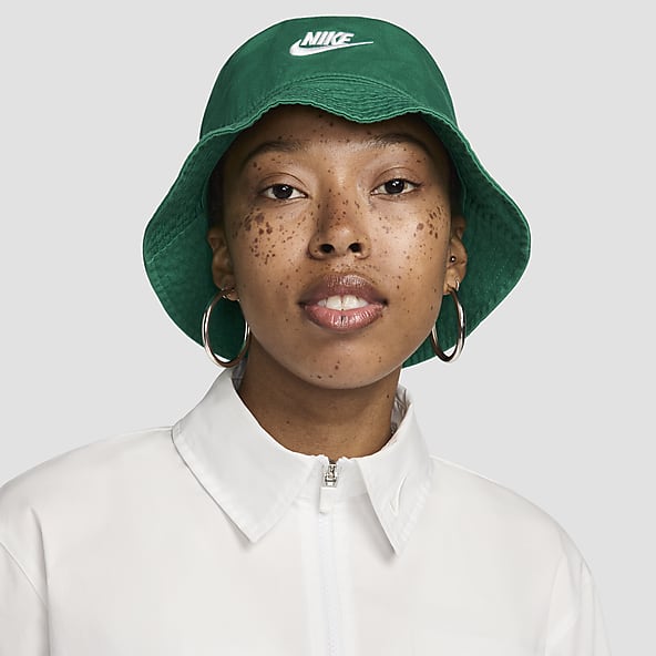 Nike Sportswear Washed Bucket Hat Cap Green White Womens Size