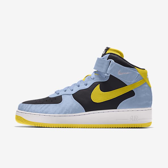 Nike Air Force 1 Black Neon Outline Custom Shoes Blue Green Yellow