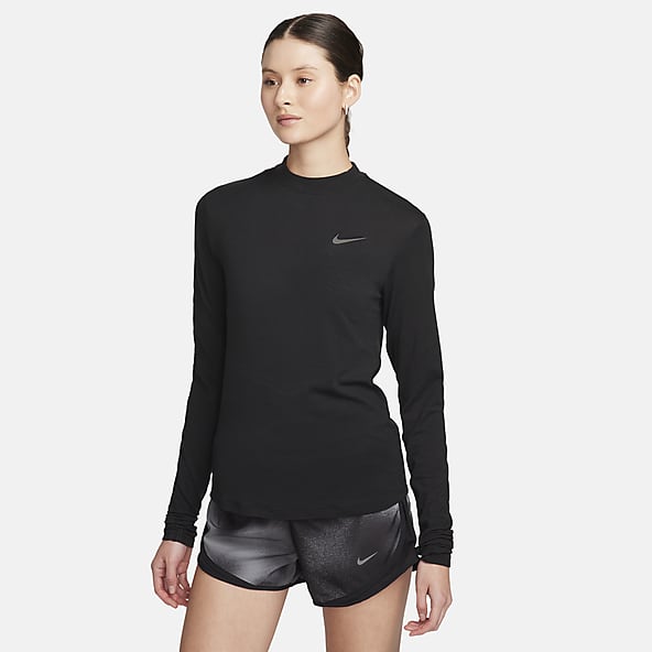 Women's Nike Pro Long Sleeve Athletic Shirt V-neck Gray Size Small Thumb  Hole