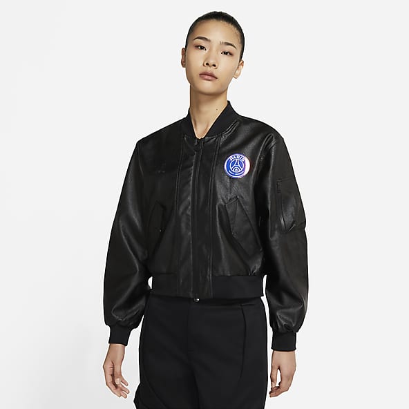 nike logo embossed bomber jacket
