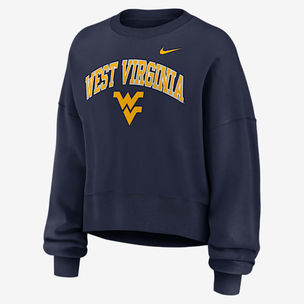 West Virginia Phoenix Arch Sudadera de cuello redondo sin cierre universitaria Nike para mujer