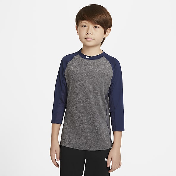 Boys Grey Baseball Tops T Shirts. Nike