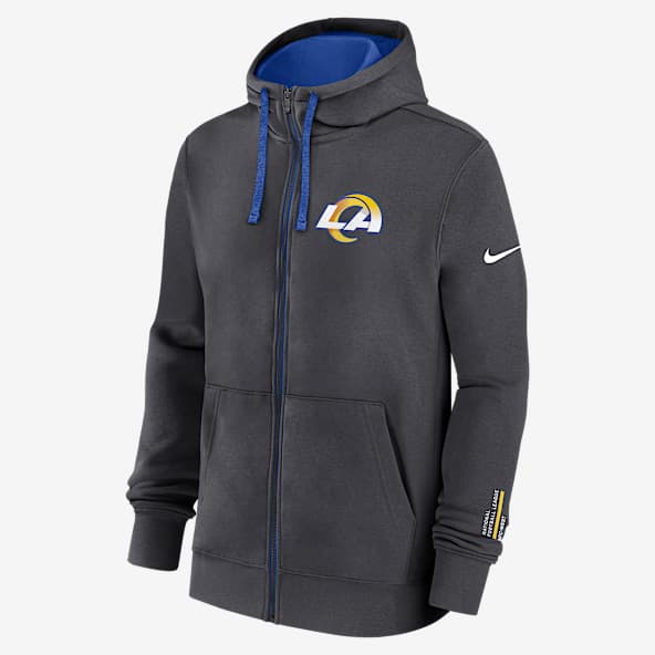 Los Angeles Rams Playbook Page Club Sudadera con gorro Nike de la NFL de cierre completo para hombre