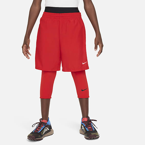 Nike Pro Combat Core Compression L/S Red Kids + Pro Hyperwarm Compression  Tights Black Kids