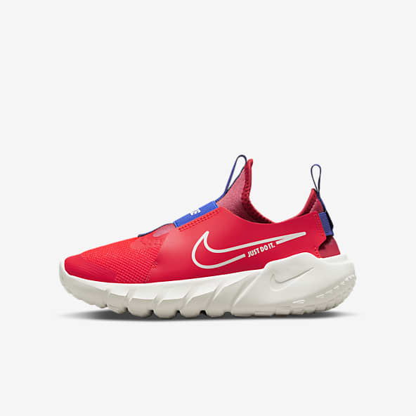 red and blue nike shoes