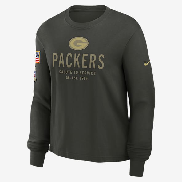 Green Bay Packers Salute to Service Sideline Women's Nike Dri-FIT NFL Long-Sleeve T-Shirt