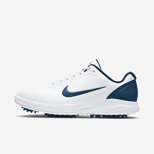 blue and white nike golf shoes