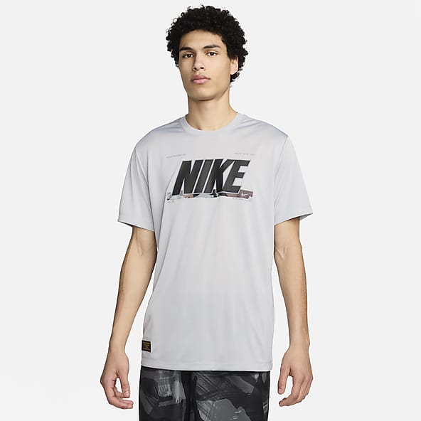 Nike Dri Fit Academy T-Shirt Top and Shorts Set - White/Grey