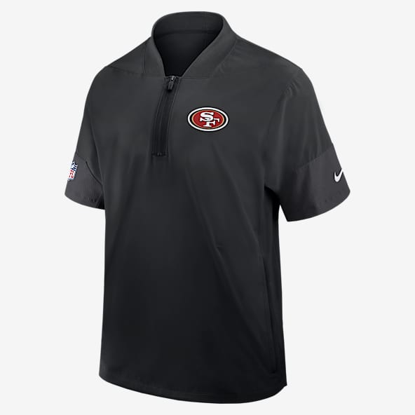 San Francisco 49ers Sideline Coach Men's Nike NFL 1/2-Zip Short-Sleeve Hooded Jacket