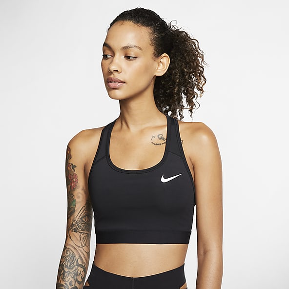 Nike Training Dri-FIT Pro Swoosh asymmetric medium-support non-padded sports  bra in black