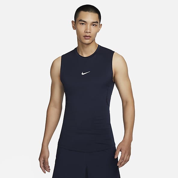 Nike Pro Men Black Solid Tight Fit Long Sleeve MOCK Dri-FIT