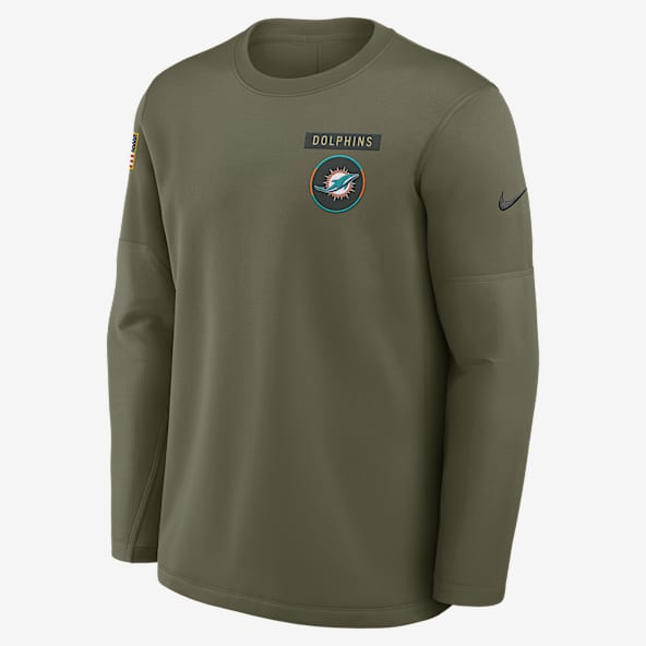 Miami Dolphins Salute to Service Sideline Triumphant Win Coach Sudadera de cuello redondo sin cierre Nike de la NFL para hombre