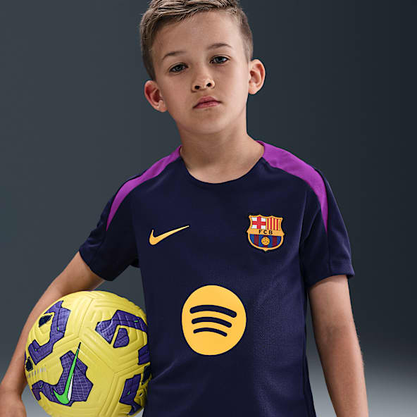 FC Barcelona Strike Nike Dri-FIT Kısa Kollu Genç Çocuk Futbol Üstü