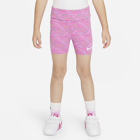 Nike Shorts Girls 4 Pink Orange Mesh Athletic Gym Pull On Logo