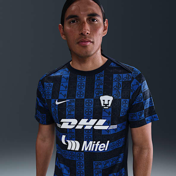 Pumas UNAM Academy Pro Playera de manga corta de fútbol Nike Dri-FIT para antes del partido para hombre