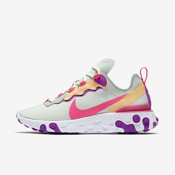 pink green nike shoes