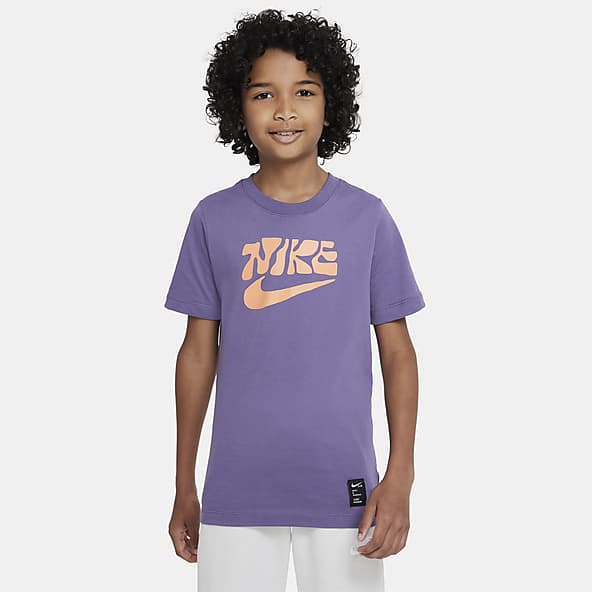 Logo-print short-sleeve T-shirt Farfetch Boys Clothing T-shirts Short Sleeved T-Shirts Purple 